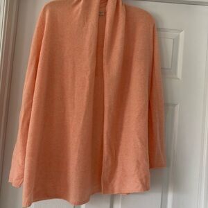 White + Warren Cashmere Trapeze Cardigan Peach  Long Open Front - med